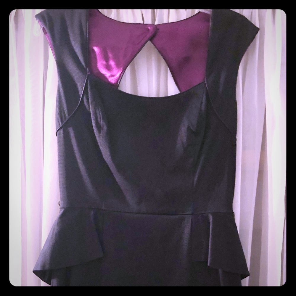 WHBM Black Peplum Dress with Satin Lining